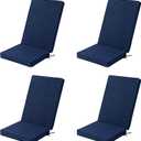 Adirondack Chair Cushions Set of 4 - Removable Covers, Water-Repellent & Fade-Resistant Faux Linen, Securing Straps, Non-Slip Bottom, Fit for Most Outdoor Adirondack & Rocking Chairs - Navy