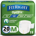 FitRight Ultra Adult Diapers, Disposable Incontinence Briefs, LeakProof Diaper, Absorbent Briefs For Men and Women, Maximum Protection, Medium, 32 – 44 in, 20 briefs per bag