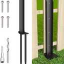 Fence Post Anchor Kit, Heavy Duty Metal Steel Post Repair Kit, Fence Post Anchor Stakes Ground Spike for Repairing Tilted/Broken Wood Post, Double-Tube Style, 1 Pack