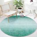 Wonnitar Modern Ombre Washable Round Rug 4ft, Non-Slip Teal Round Bathroom Throw Mat, Contemporary Soft Non-Shedding Bedside Indoor Accent Floor Carpet for Entry Foyer Guest Room (Teal, Round 4ft)