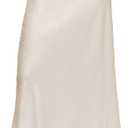 Women's Maxi Skirts Satin Drawstring High Waisted Silk Elegant Flowy Casual A-Line Long Skirt for Women (Beige, M)