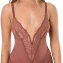 HeyShape Bodysuits for Women - V-Neck Lace Backless Thong - Body Shaper Tummy Control Shapewear for Women XL