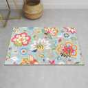 Beeiva Floral 2x3 Small Rugs for Entryway, Non Slip Colorful Door Rugs for Entryway Indoor, Ultra Thin Non-Shedding Throw Thin Bathroom Mat fit Under Door (Colorful,2'x3')