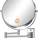 Gospire 9 Inch Extra Large Wall Mounted Mirror with 1X/10X Magnification, 360 Swivel & Extendable, Chrome Polished Finish for Bathroom Vanity, Shaving & Makeup (Men & Women) (Silvery)