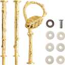 3 Tier 14" Heavy Metal Cake Stand Holder Fruit Plate Stand Fitting Hardware Rod (Golden_Leaves)