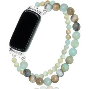 C&L Accessories Bracelets Compatible with Fitbit Luxe Bands for Women Beaded Wristband Adjustable Gemstone Replacement Straps for Fitbit Luxe