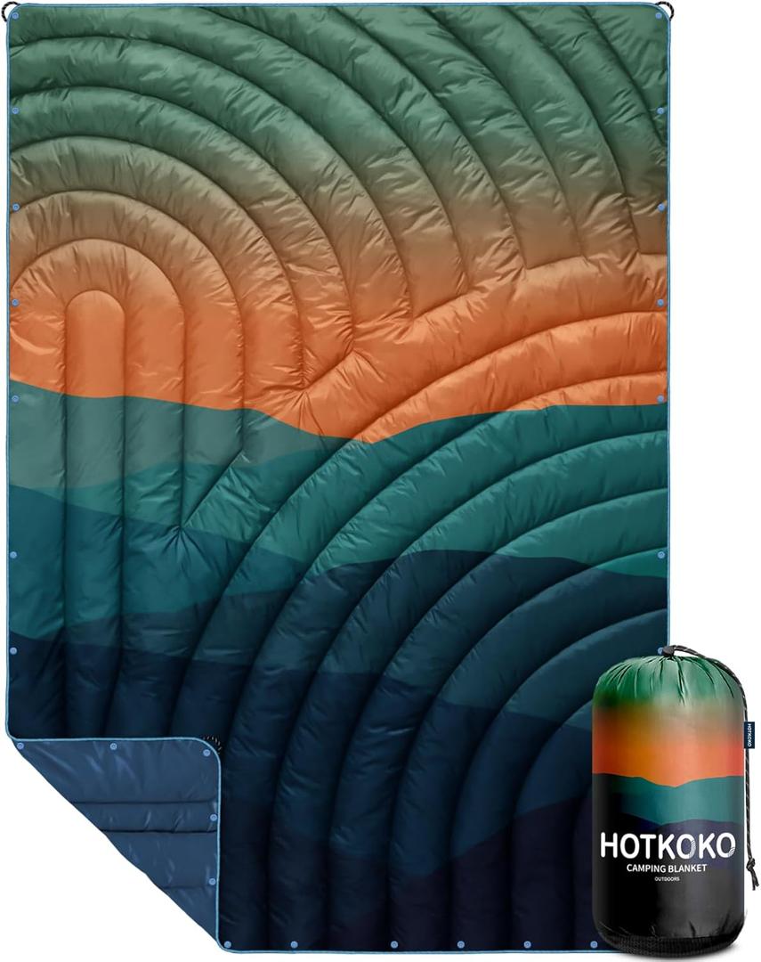 Camping Blanket,Lightweight Puffy Printed Camping Blanket Packable Outdoor Blanket for Camping,Traveling, Stadium, Hiking, Picnics (52x75", Dawn)