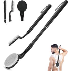 Back Scrubber Anti Slip for Shower, 25.7 Telescopic Back Bath Brush for Shower, Back Scrubber, Exfoliation and Improved Skin Health for Elderly with Limited Arm Movement, Disabled