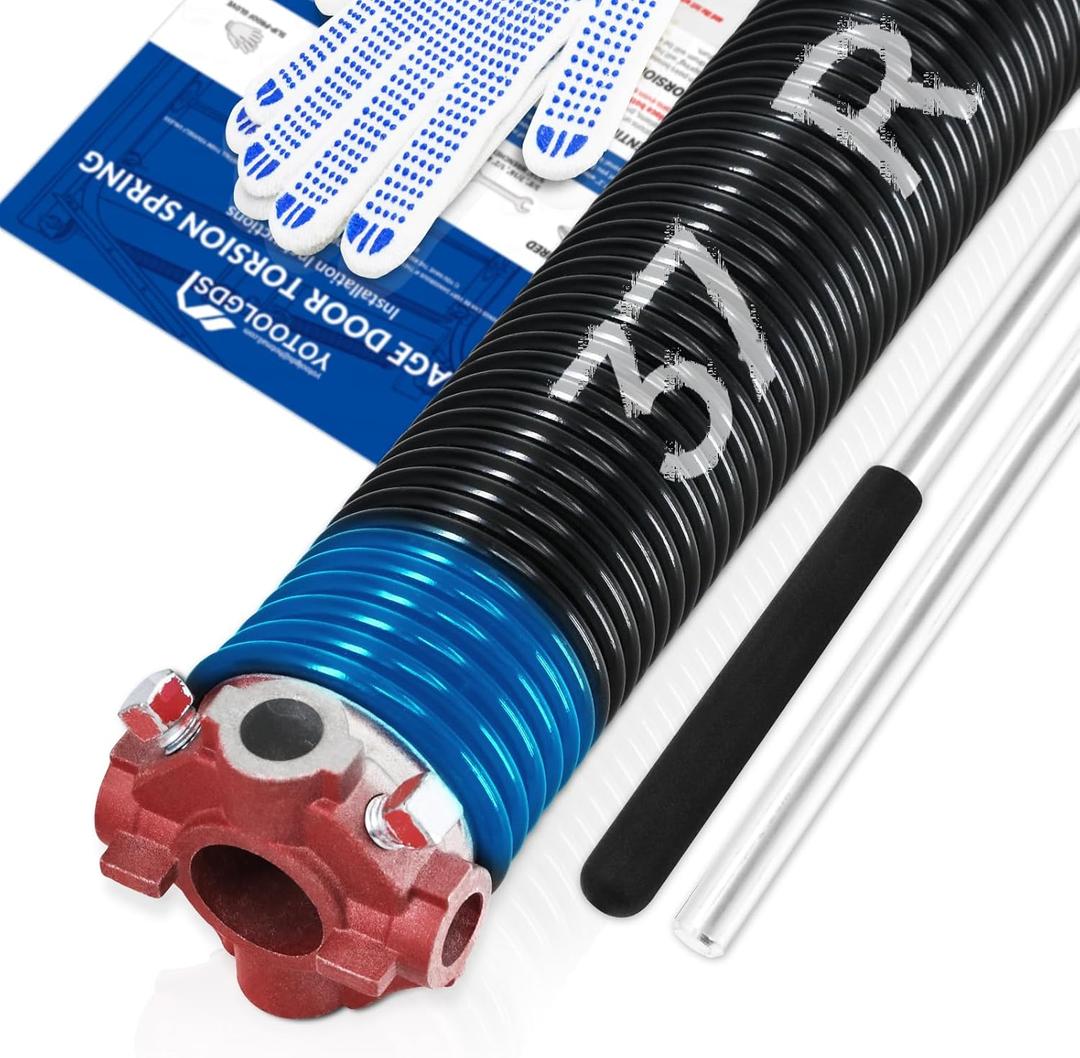 Right Hand WindRed Cone2" Garage Door Torsion Spring with Non-Slip Winding Bars & Gloves, High Precision Electrophoresis Black Coated, for Replacement, MIN 16,000 Cycles (0.283x2''x37'')