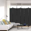 MAYOLIAH 6 Panel Folding Privacy Screen 9ft Wide, 6ft Tall Partition Room Divider Portable Office Walls Dividers, Black