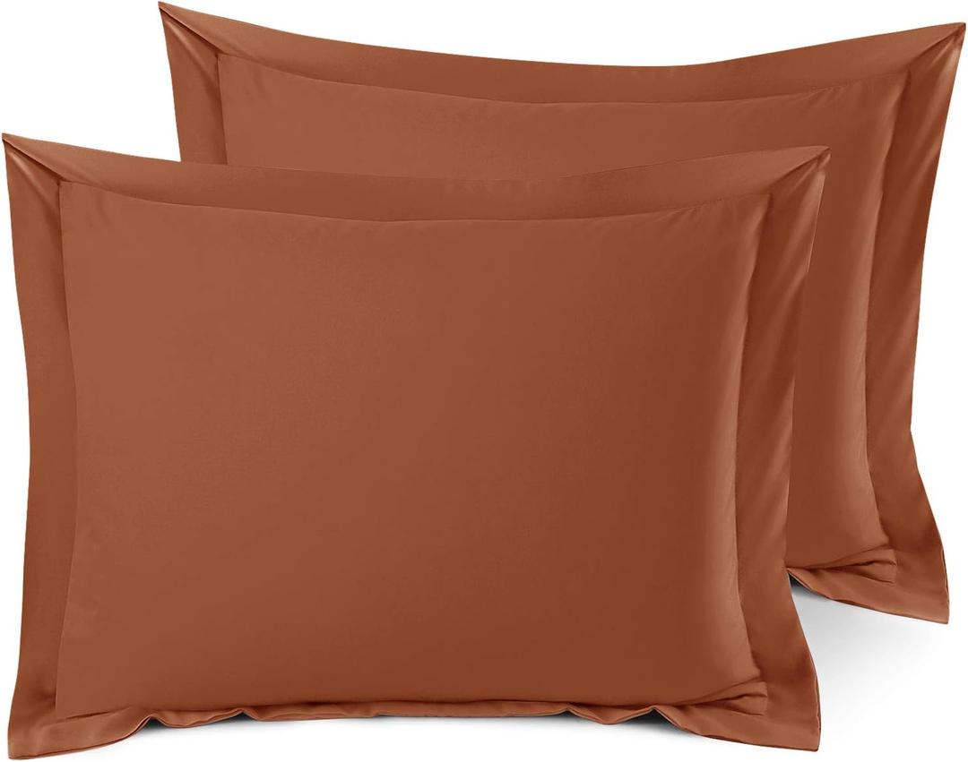 Nestl Soft Pillow Shams Set of 2 - Double Brushed Microfiber Pillow Covers - Hotel Style Premium Bed Pillow Cases, with 1.5 Decorative Flange, Standard 20"x26" - Rust