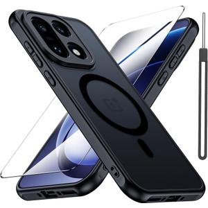 Magnetic Case for Oneplus 15 5G with Screen Protector [Compatible with Magsafe][Wrist Strap] Translucent Matte Slim Protective Phone Cover(Black)
