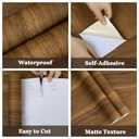 COSNIGHT Wood Grain Contact Paper, Vintage Peel and Stick Wallpaper 15.7''x196'', Removable Natural Matte Wall Paper for Countertops, Cabinets and Drawers (Dark Brown)