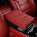 Yiocinio Car Leather Waterproof Center Console Seat Arm Rest Cover Auto Memory Foam Cotton Height Armrest Box Pad, 6 Colors, 2 Sizes (Red, 12.6"x8.3"x2")