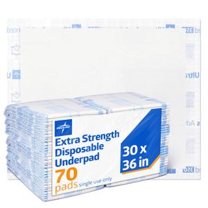 Medline Ultrasorbs Advanced Extra Strength Drypads, 30" x 36", 70 Count, Super Absorbent Disposable Pads, Incontinence Bed Pads, Chucks Bed Pads, Elderly, 350 lb Repositioning Capacity