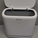 funest Bathroom Trash Can, 3.3 Gallon Slim Trash Can with Lid, Adsorption Garbage Can with Press-Top Lid, Small White Narrow Plastic Trash Bin for Bathroom, Office, Bedroom, Living Room