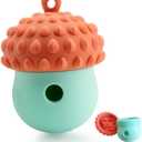 Interactive Dog Treat Dispenser Toy - Twist-to-Open Easy Clean Slow Feeder & Puzzle for Boredom Relief - Durable BPA-Free Silicone Chew Toy for Small and Medium Dogs (Reddish Blue)