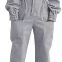 Haloumoning Kids Coveralls Boys Long Sleeve Jumpsuit Zip Up Flight Suit with Pockets, 5-14 Years 140
