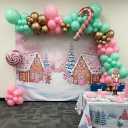 Christmas Balloon Garland Arch Kit 126Pcs Large Gingerbread Man Cane Foil Red Green Lollipop Candy & Mint Pink Cocoa Balloons for Xmas New Year Party Decorations