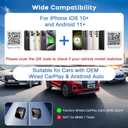 2026 Upgrade 3 in 1 Screen Mirror iOS Phone, Wired to Wireless CarPlay Adapter, 5.0GHz Bluetooth 5.4 Dongle for OEM Wired CarPlayNot for Netflix/Hulu