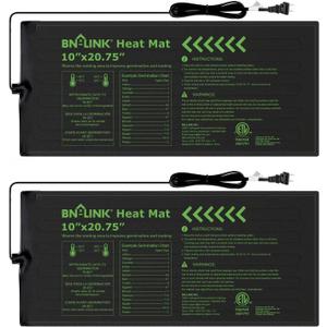 BN-LINK Seedling Heat Mat Warm Hydroponic Heating Pad Waterproof 10" x 20.75" - 2 Pack for Seed Starting Greenhouse and Germination