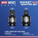 2 x MTO 2-Piece Impact Socket Adapter and Reducer Set, 1/2" Female to 3/8" Male Reducer, 3/8 Female to 1/2 Male Adapter, Chrome Molybdenum Alloy Steel