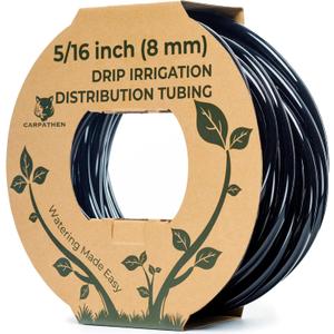 CARPATHEN 100ft 5/16 Drip Irrigation Tubing - Mainline - (.42" OD x .30" ID) Black PVC Water Line