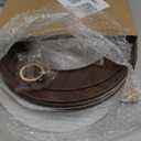 12 Set 13" Brown Round Chargers for Dinner Plates with 12 Pcs Handmade Acacia Wood Napkin Ring, Farmhouse Faux Wood Rustic Chargers Weddings, Party, Dining, Anniversary, Birthday