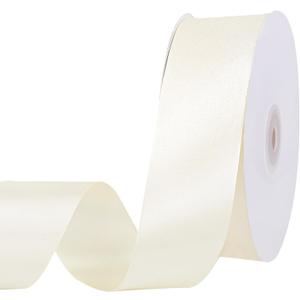 Ivory Satin Ribbon 1 1/2 Inch 60 Yards Cream Ribbon for Wedding Gift Wrapping Hair Bows Crafts Home Decor Flower Bouquet Decorations