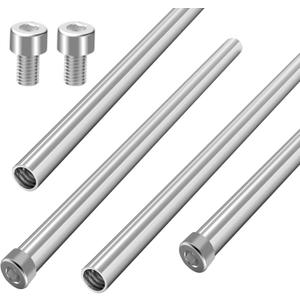 4 PCS Hollow Threaded Tube Stainless Steel 8 Inch Capillary Tube Inner Threaded Rods Studs Round Tubing Metal Straight Pipe Fittings Replacement Accessories with M4 Screws Hardware DIY Repair Part