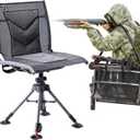 TR 360 Degree Swivel Hunting Blind Chair,400 lbs Capacity Silent,4 Legs Height Adjustable, Comfortable Padded Seat, Portable Ground Hunting Chair for Deer Dove Hunting