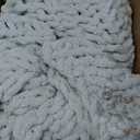 Esterra Chunky Knit Blanket Throw 60"x80", 100% Hand Knitted Chenille Throw Blanket, Cozy Soft Thick Cable Knit Throw Large Rope Knot Crochet Throw Blanket for Sofa Couch Bed, Sky Blue