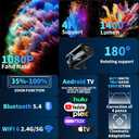 [Built-in Apps & 2026 Upgraded] Mini Projector Support 4K 1080P Auto Keystone 180 Rotatable with WiFi 6 and Bluetooth 5.4, Projector Portable Compatibile with HDMI/TV Stick/Memory Stick/Laptop-Black