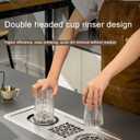 Double Headed Glass Cup Rinser Stainless Steel Glass Washer for Kitchen Sink Bottle Washer Cup Cleaner Sink Attachment Accessories for Home Bar Faucet
