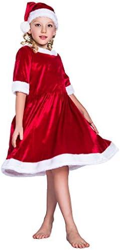 EraSpooky Girls Christmas Santa Claus Costume Dress Suit,Large