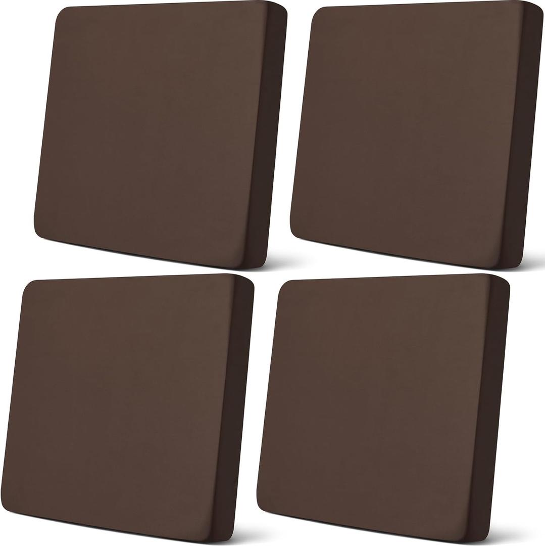 Newwiee Set of 4 Stretch Patio Cushion Covers Sofa Couch Seat Chair Slipcovers Cushion Cover Replacement Furniture Protector for Pets Washable(Dark Coffee,Seat Cover,Solid) 9.06"D x 7.87"W x 3.15"H