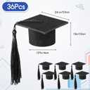 36 Pieces 2026 Mini Graduation Caps with Tassels Graduation Wine Bottle Toppers(Black Cap with Black Tassel)
