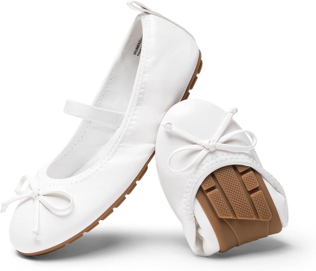 DREAM PAIRS Girls Ballet Flats Dress Shoes Mary Janes Ballerina Shoes (1 Little Kid, White)