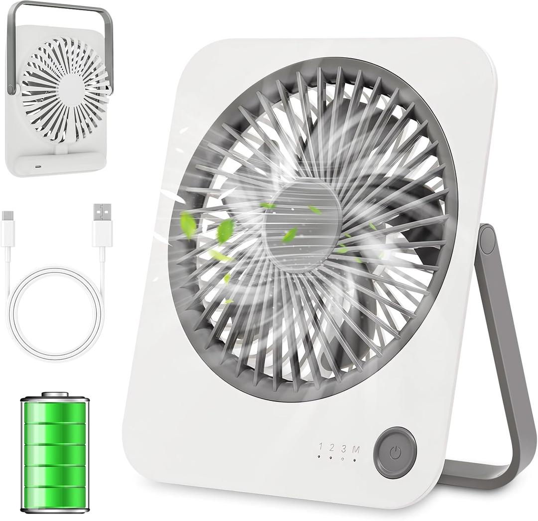 Rechargeable Travel Fan - Ultra Slim & Quiet Personal Fan for Cruise 4 Speeds 180 Folding, Compact Cooling for Office Bedroom, Camping Travel Essentials (White)