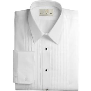 Men's Slim FIT Lay-Down Collar 1/4" Pleats Tuxedo Shirt-2XL-36-37 White Men's Slim FIT Lay-Down Collar 1/4" Pleats Tuxedo Shirt-2XL-36-37 White