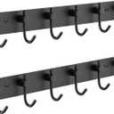 VAEHOLD Wall Hooks for Hanging, Black Coat Rack Wall Mount with 6 Coat Hooks, Towel Hanger, Hat Hooks, Robes Hook in Bathroom, Bedroom, Kitchen, Living Room (2 Pack)