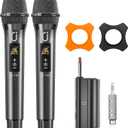 HWWR Karaoke Microphone Wireless Mic, Universal Professional UHF Dynamic Mic System with Receiver, Handheld Cordless Microphones for Singing,Wedding, DJ, Party, Speech, Church, Plug and Play
