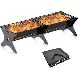Charcoal Grills 2 Packs | Portable Folding Camping Grills, Backpacking & BBQ Grill, Heavy Duty Firepit Grate Grill with Carry Bag for Outdoor Cooking, Bonfire, Patio, Backyard-31 Inch