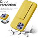 LAUDTEC Silicone Kickstand Case Compatible with iPhone 12/12 Pro, Vertical and Horizontal Stand Hand Strap Metal Kickstand Cover, Flexible Soft Liquid Silicone Stand Case for iPhone 12/12 Pro (Yellow)