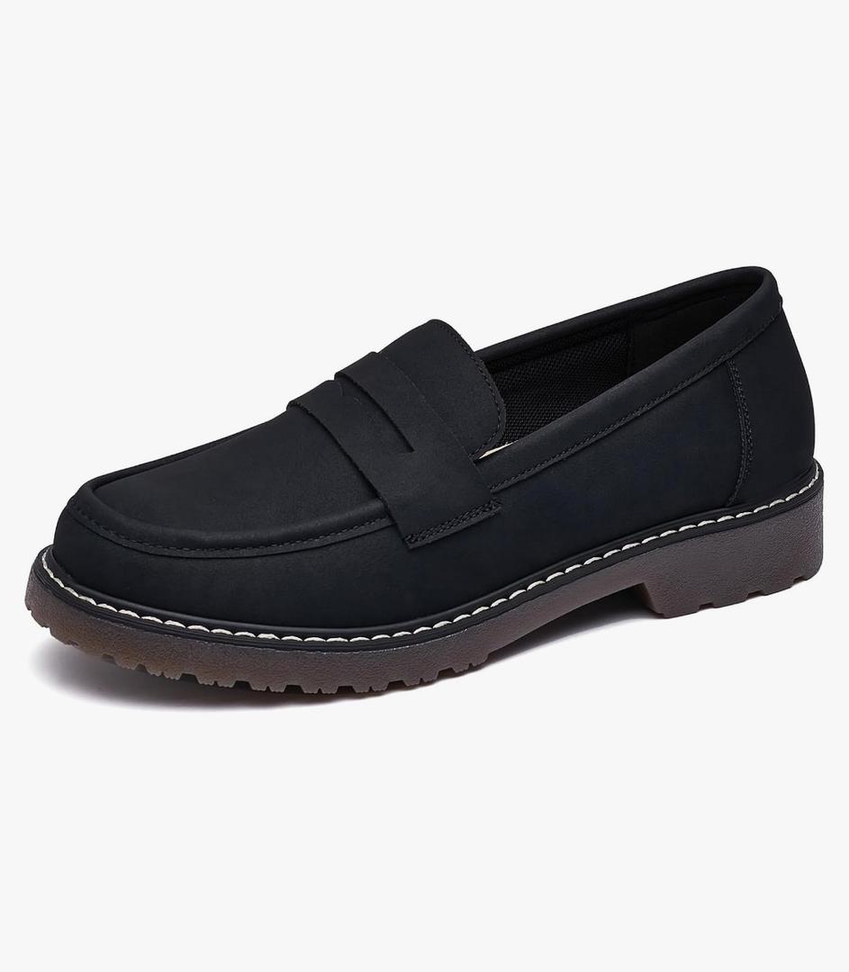 Penny Loafers for Women Business Casual Shoes Womens Platform Chunky Loafers Comfortable Dressy Slip On Work Shoes Size 7 Black