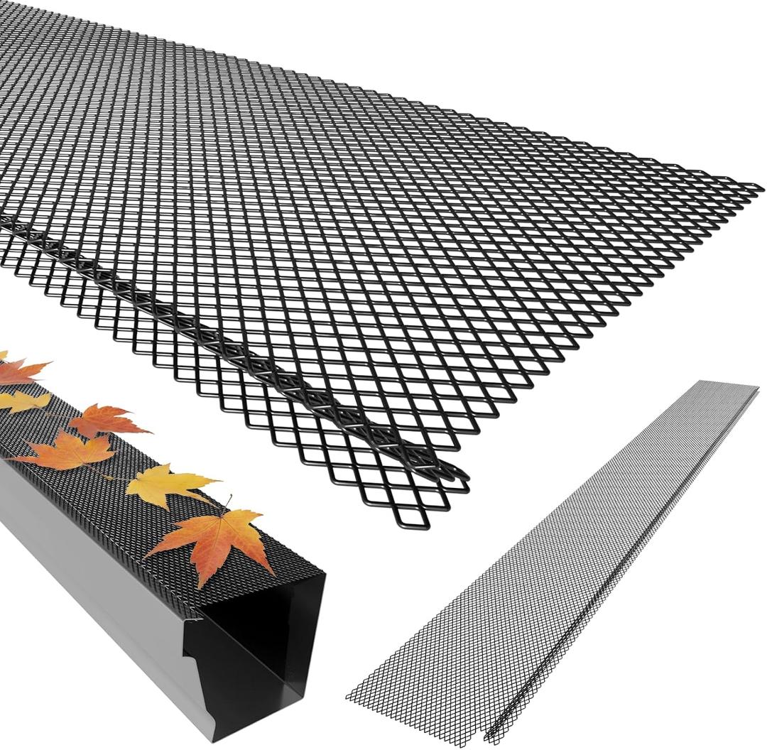 144FT Lock-in Gutter Guard, 6 Inch, Fits 4/5/6 Inch K Style Steel Snap-in Leaf Gutter Guards Micro Mesh Gutter Screens Rain Gutter, for Leaf Filter (48pcs)