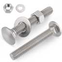 VGBUY 3/8-16 x 3-1/2" Carriage Bolts Screws 6 Sets, 304 Stainless Steel 18-8, Round Head Square Neck, Carriage Bolts and Nuts Kit, with Flat Washers