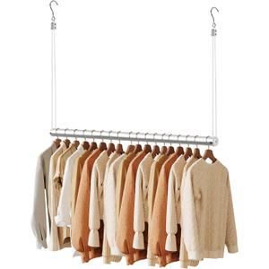 BaiNong Adjustable Closet Hanging Rod Heavy Duty 36'' Silver (Silver, 36 Inch)