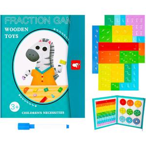 2 x Magnetic Fraction Demonstration Book, 102Pcs Magnetic Fraction Tiles & Fraction Circles Set, Fraction Manipulatives, Math Manipulatives for Elementary School, Learning Building Block Set (Zebra)