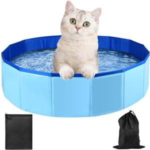 Enenes Foldable Dog Pool 24x8 Inch Portable PVC Pet Swimming Pool & Bath Tub with Drawstring Storage Bag Collapsible Ball Pit for Indoor/Outdoor Use, Puppy Bath Tub for Dogs, Cats, Puppies